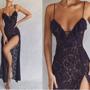 HOUSE OF CB 'Malia' Night Shade Lace Maxi Dress NWOT